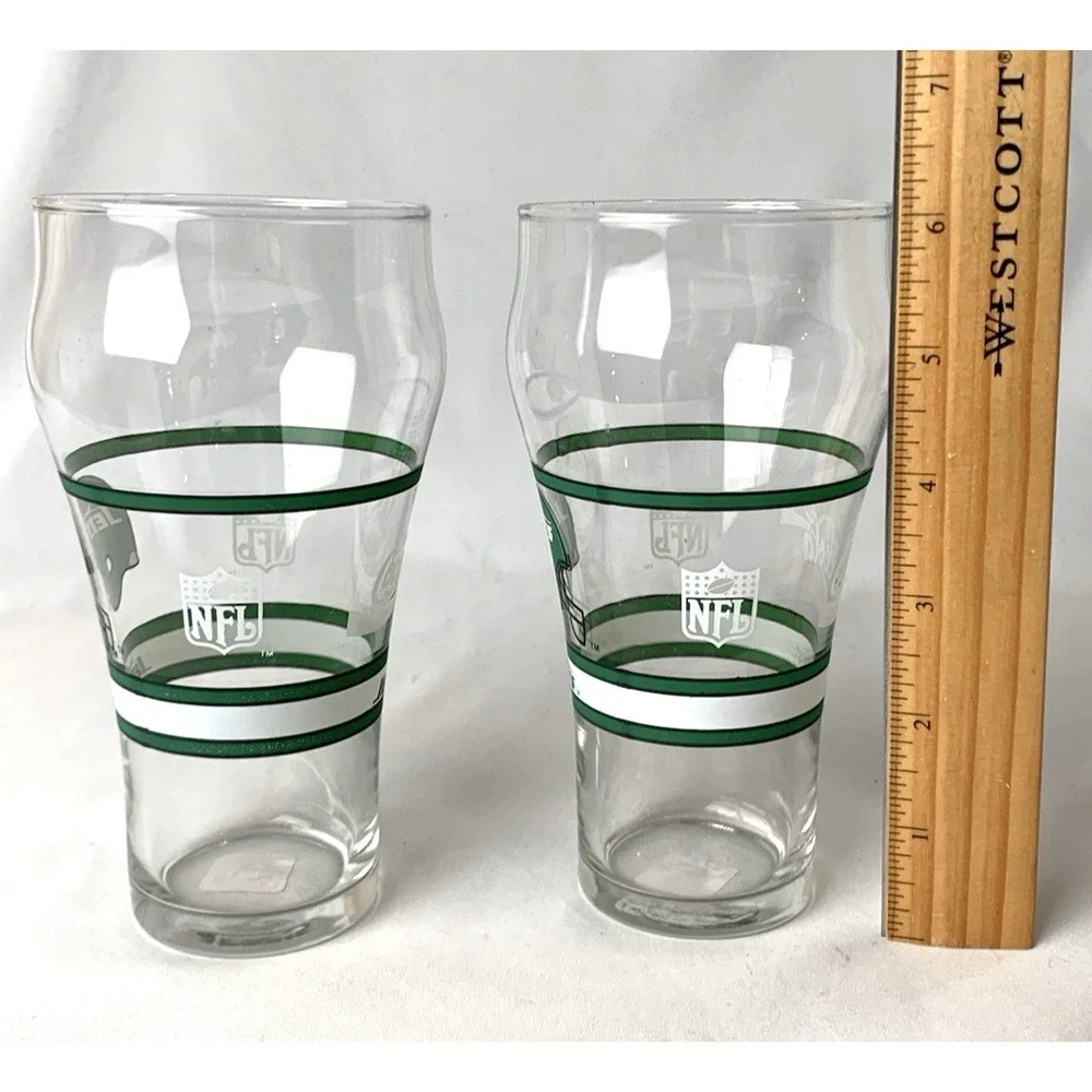 New York Jets NFL Drinking Glass Coca Cola Set of 2